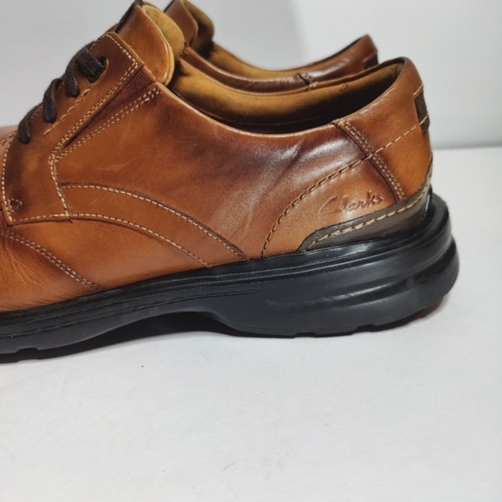 Clarks Men's Gessler Lace Formal Dress Brown Leather Oxford Shoes Size 14 - Picture 6 of 12